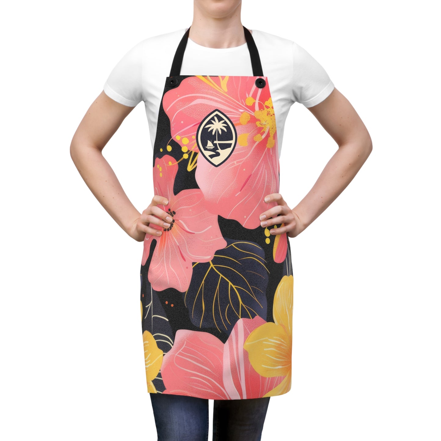 Guam Classy Pink Hibiscus Apron