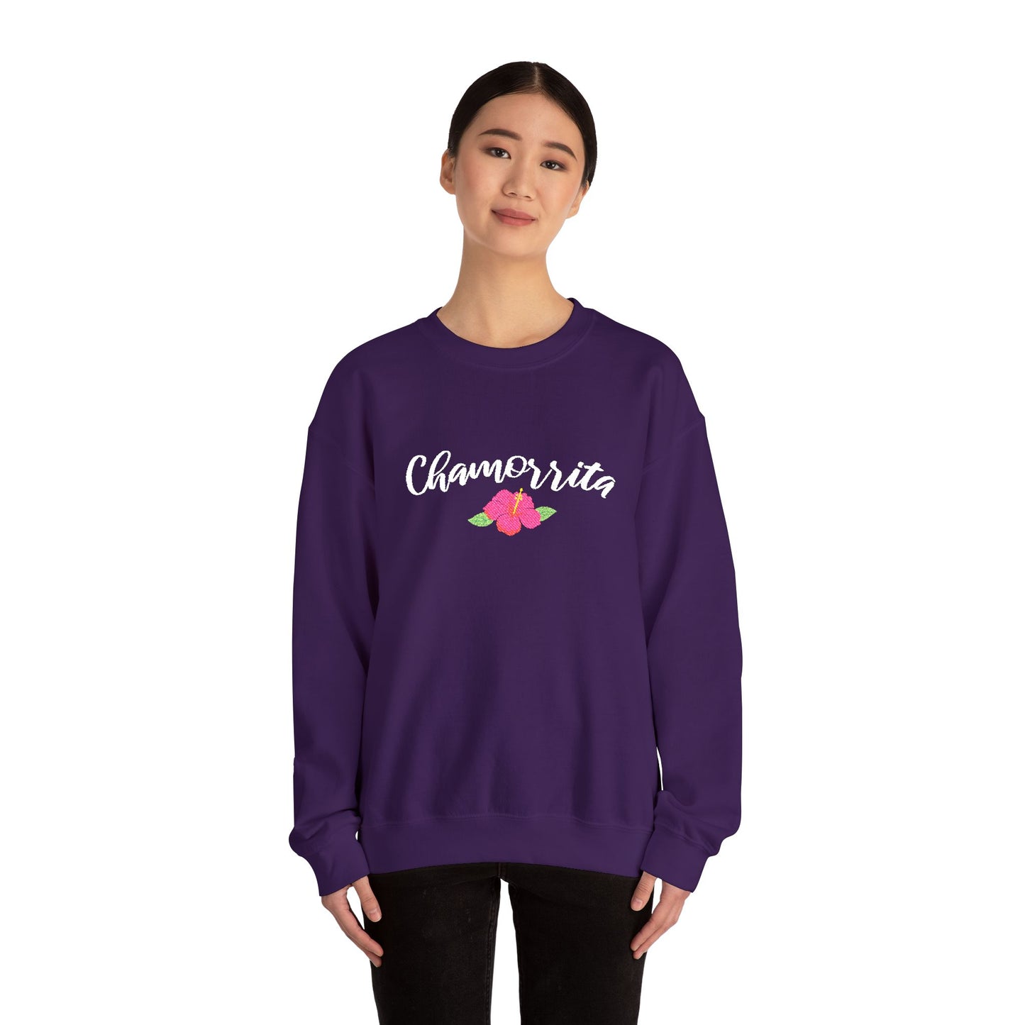 Chamorrita Hibiscus Guam CNMI Embroidered Crewneck Sweatshirt