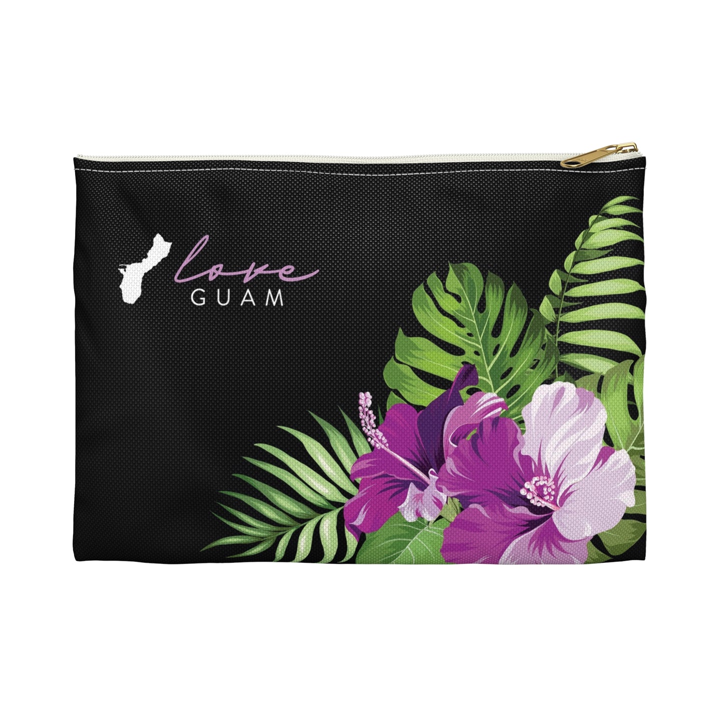 Love Guam Purple Hibiscus Accessories Carry All Pouch