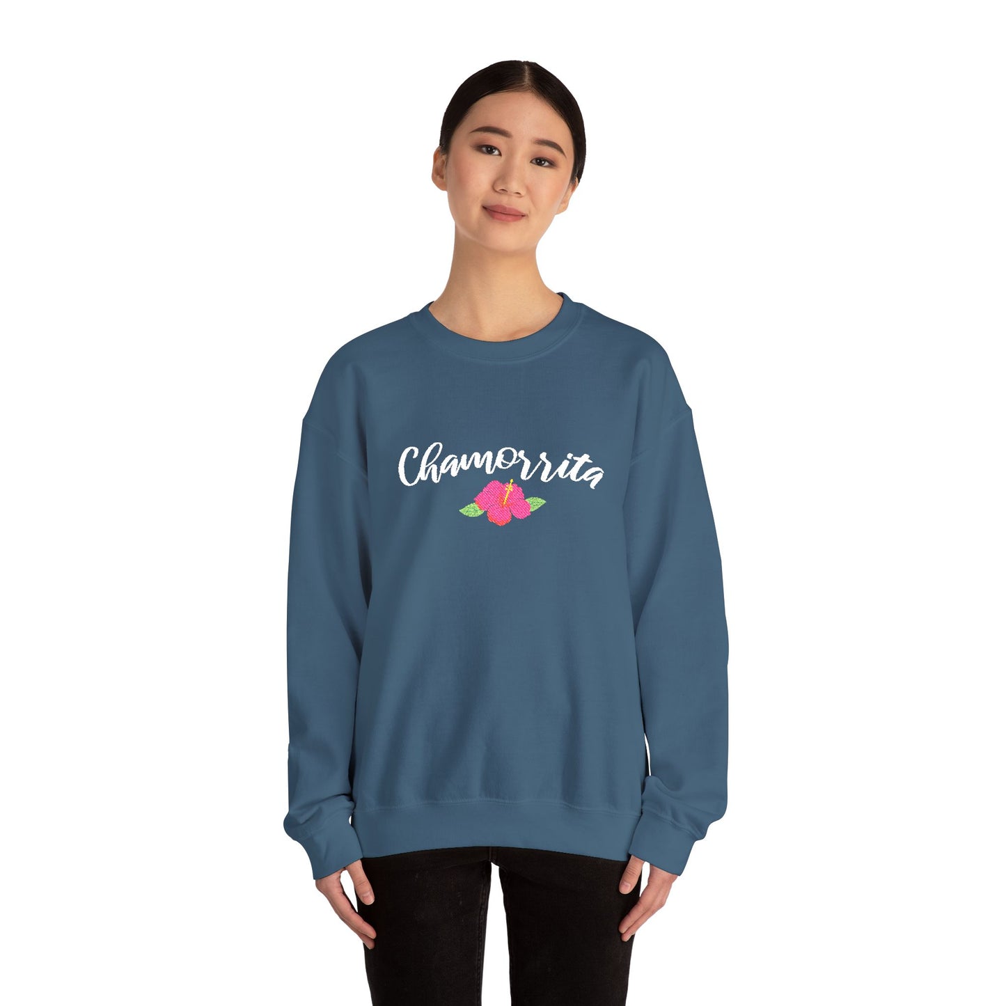 Chamorrita Hibiscus Guam CNMI Embroidered Crewneck Sweatshirt