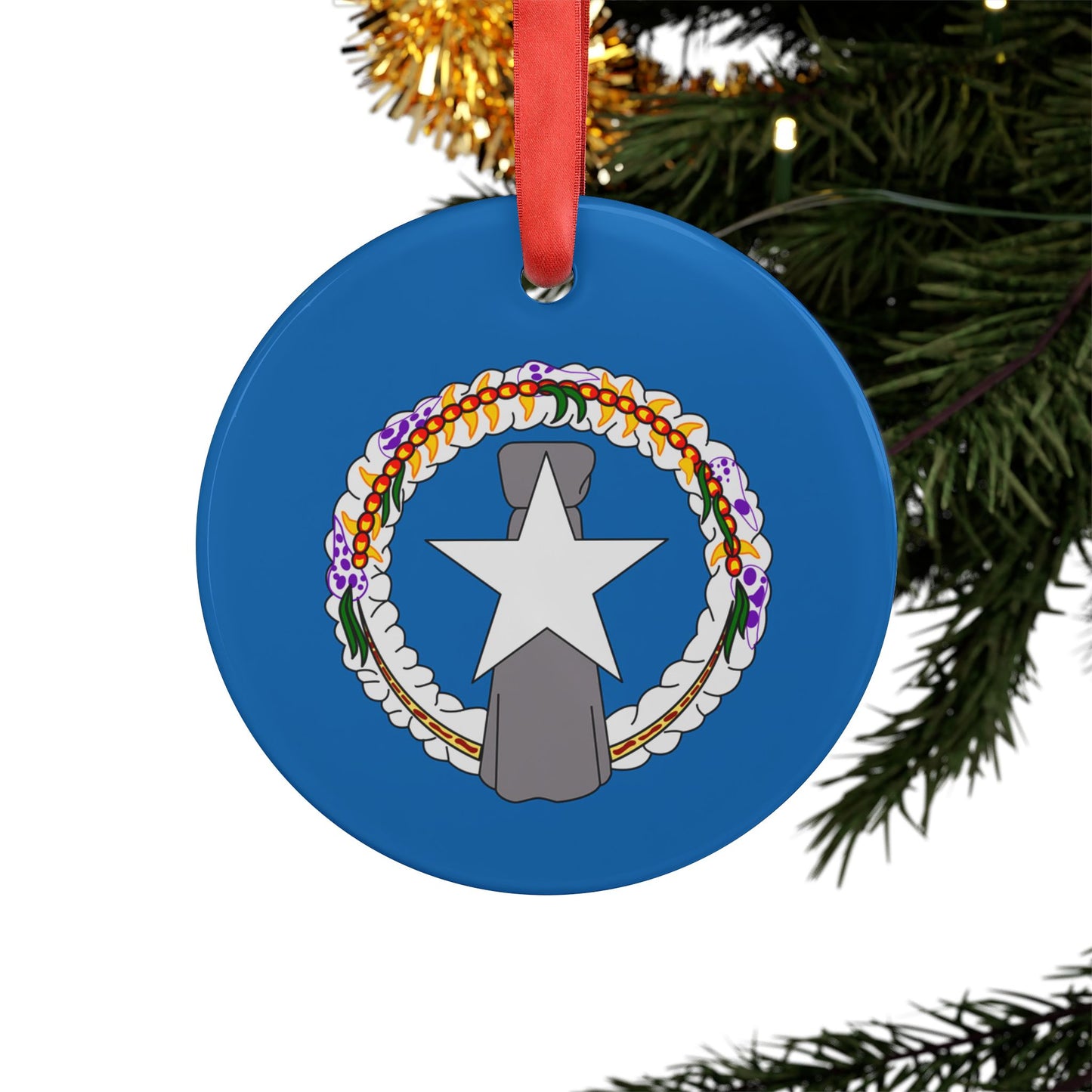 CNMI Seal Saipan Tinian Rota Acrylic Ornament with Ribbon