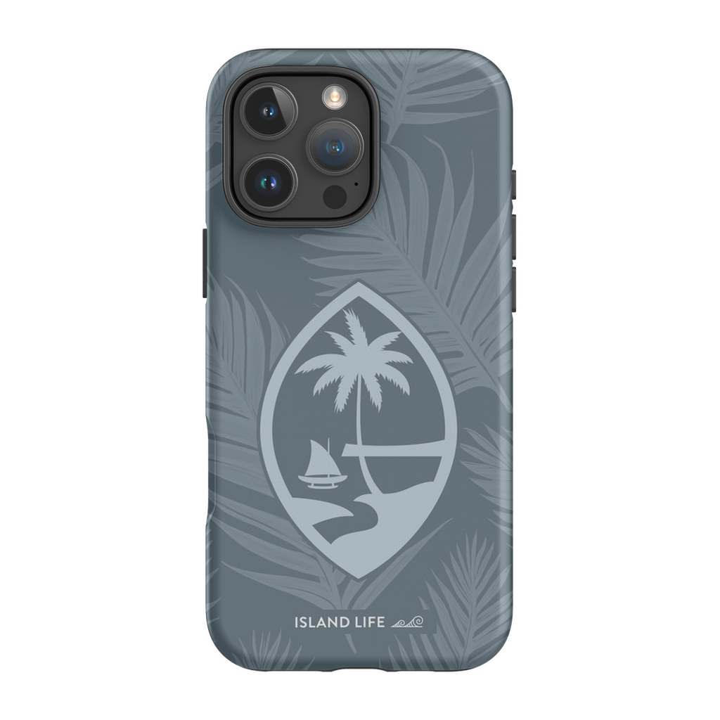 Guam Modern Leaves Slate Blue Premium Glossy Tough Phone Case