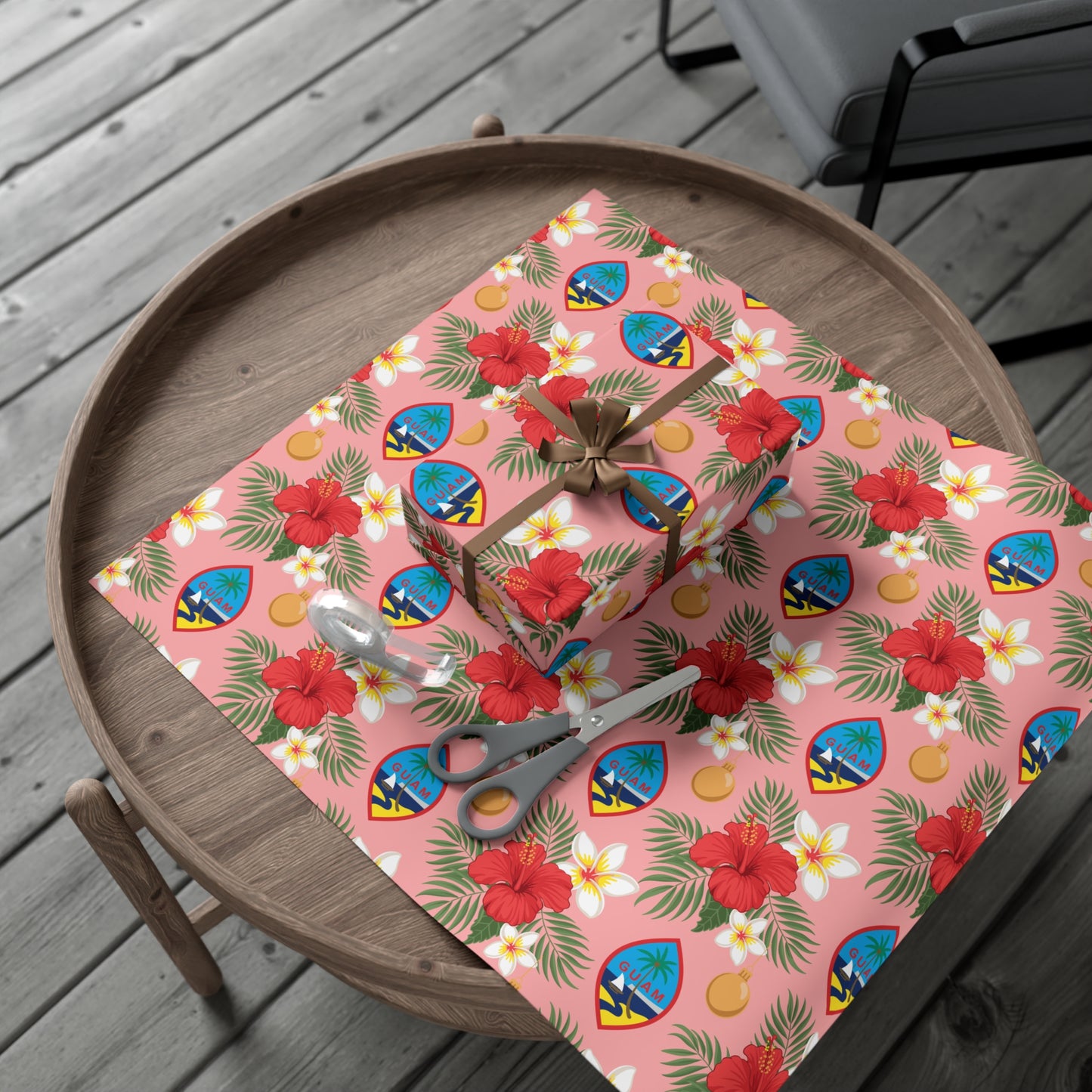 Guam Christmas Flowers Pink Gift Wrapping Paper