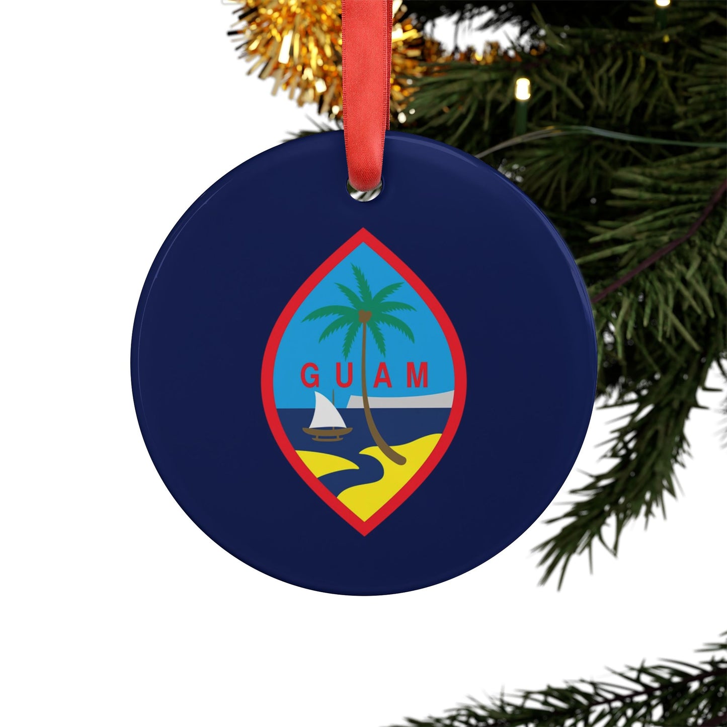 Guam Seal Acrylic Ornament with Ribbon