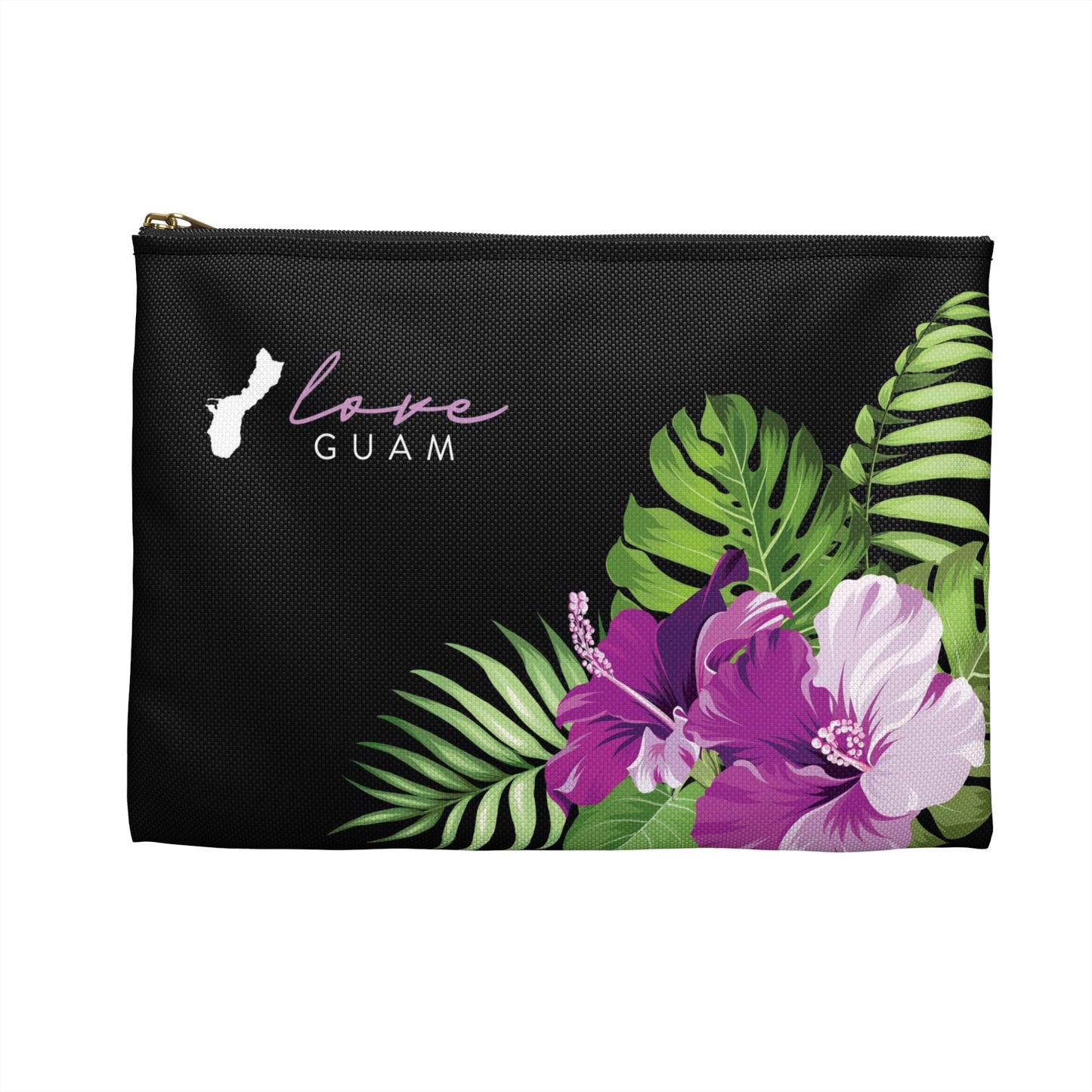 Love Guam Purple Hibiscus Accessories Carry All Pouch