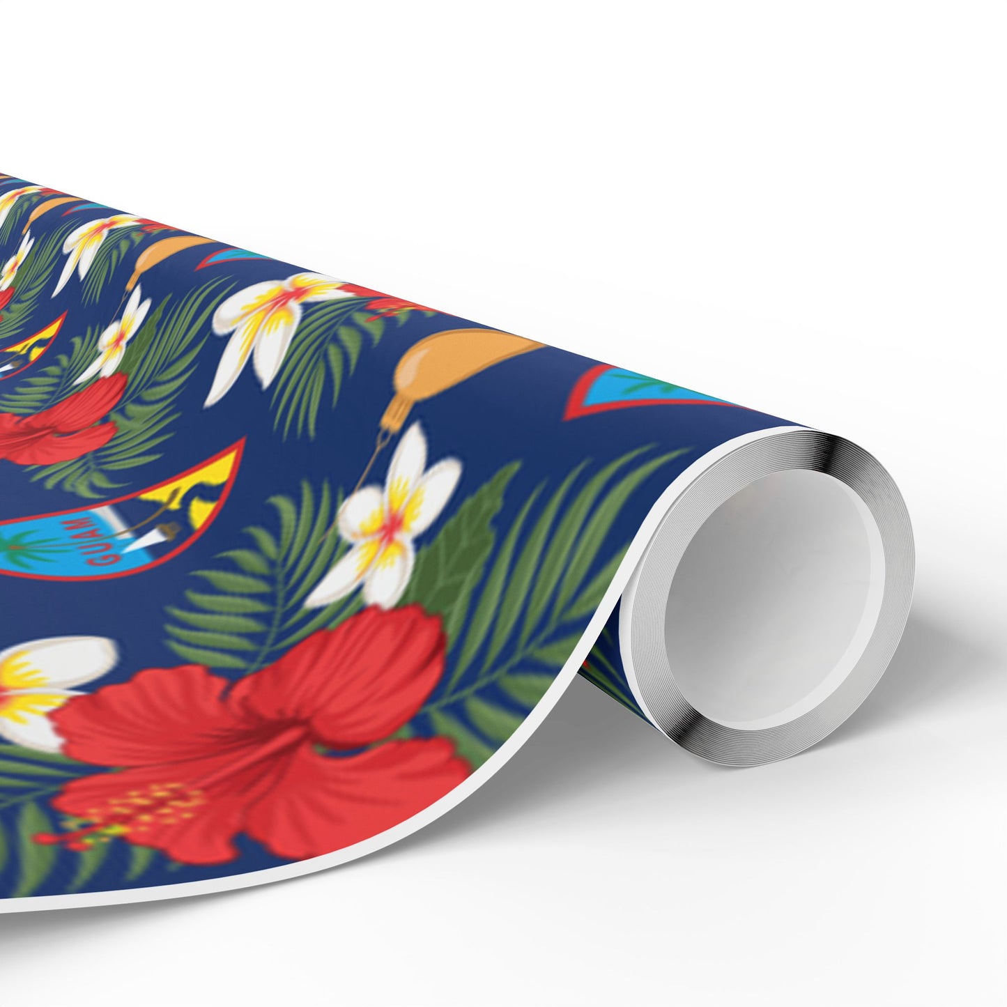 Guam Christmas Flowers Blue Gift Wrap Wrapping Paper