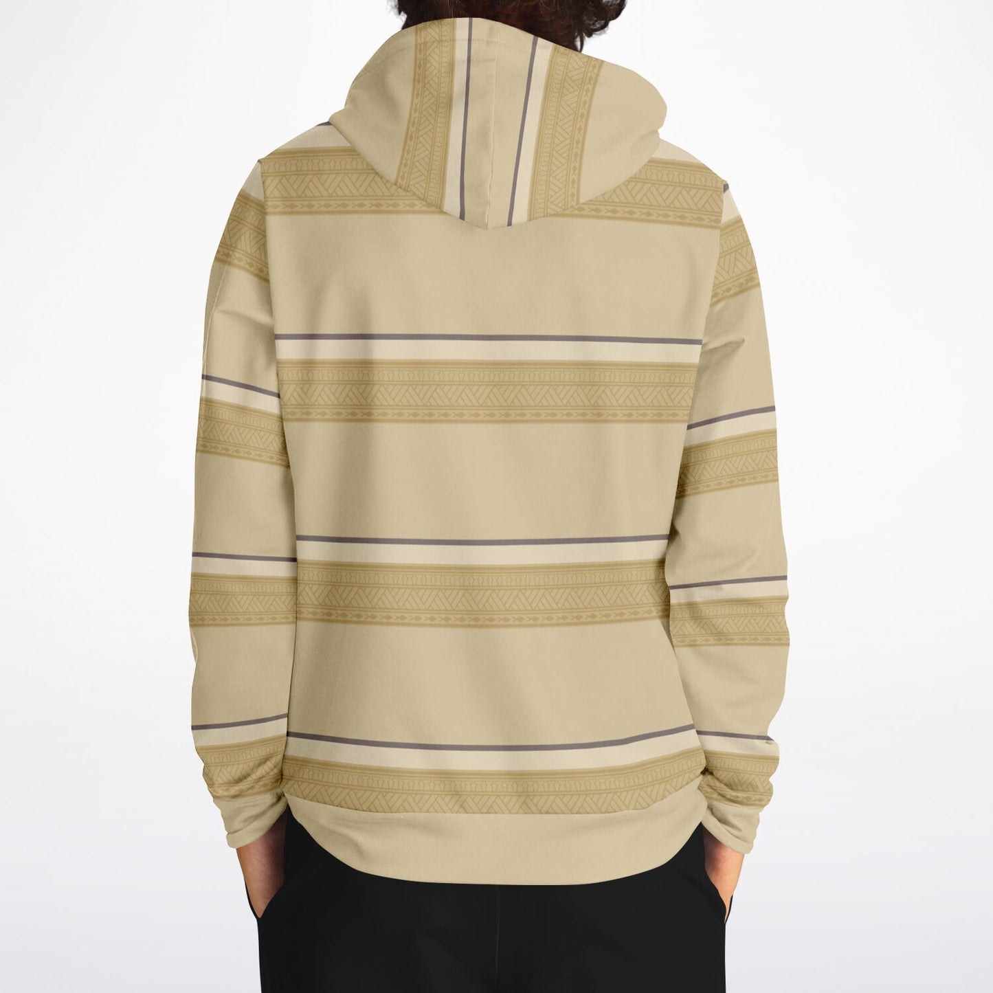 Guam Tribal Striped Khaki Unisex AOP Pullover Hoodie