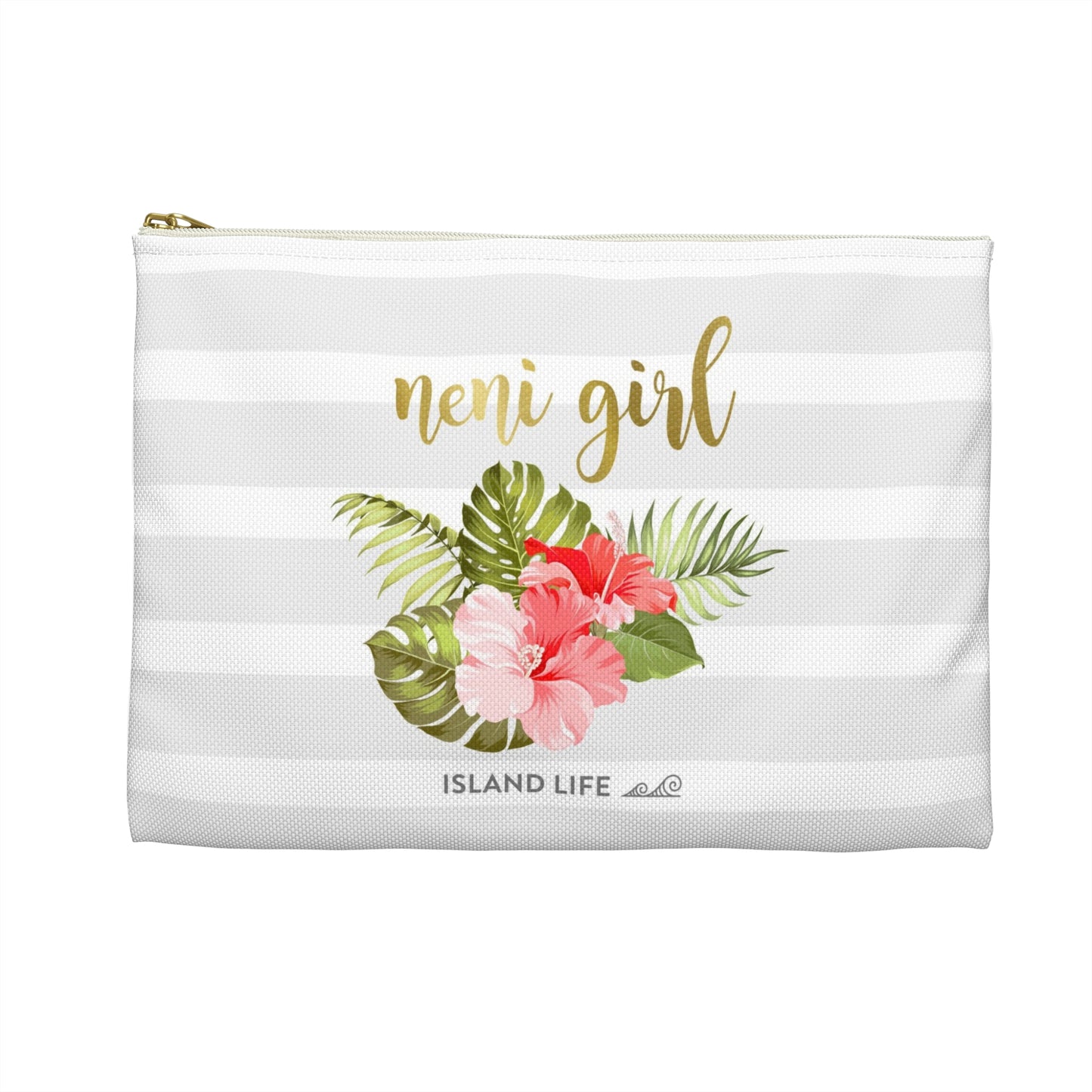 Neni Girl Hibiscus Striped Guam CNMI Accessories Carry All Pouch