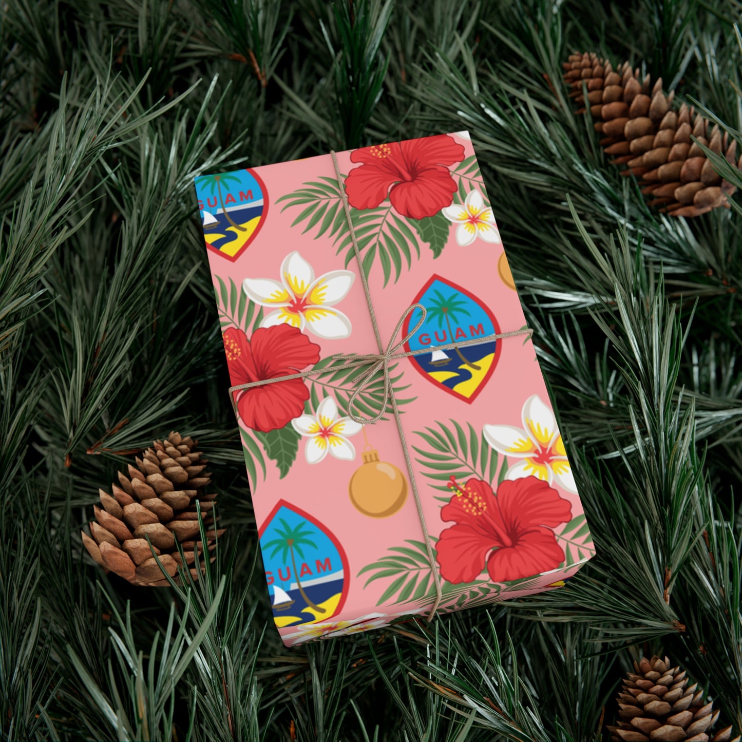Guam Christmas Flowers Pink Gift Wrapping Paper