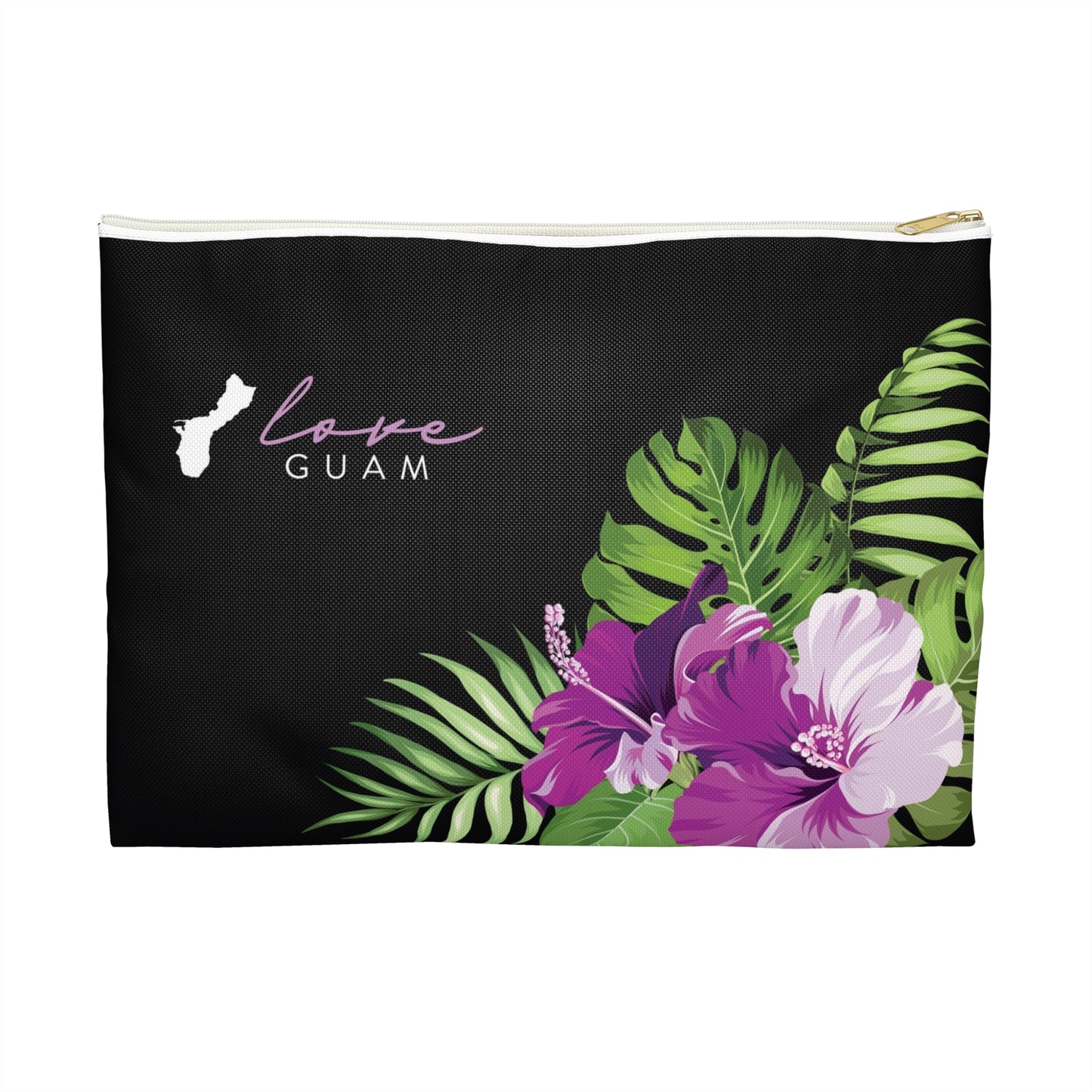 Love Guam Purple Hibiscus Accessories Carry All Pouch