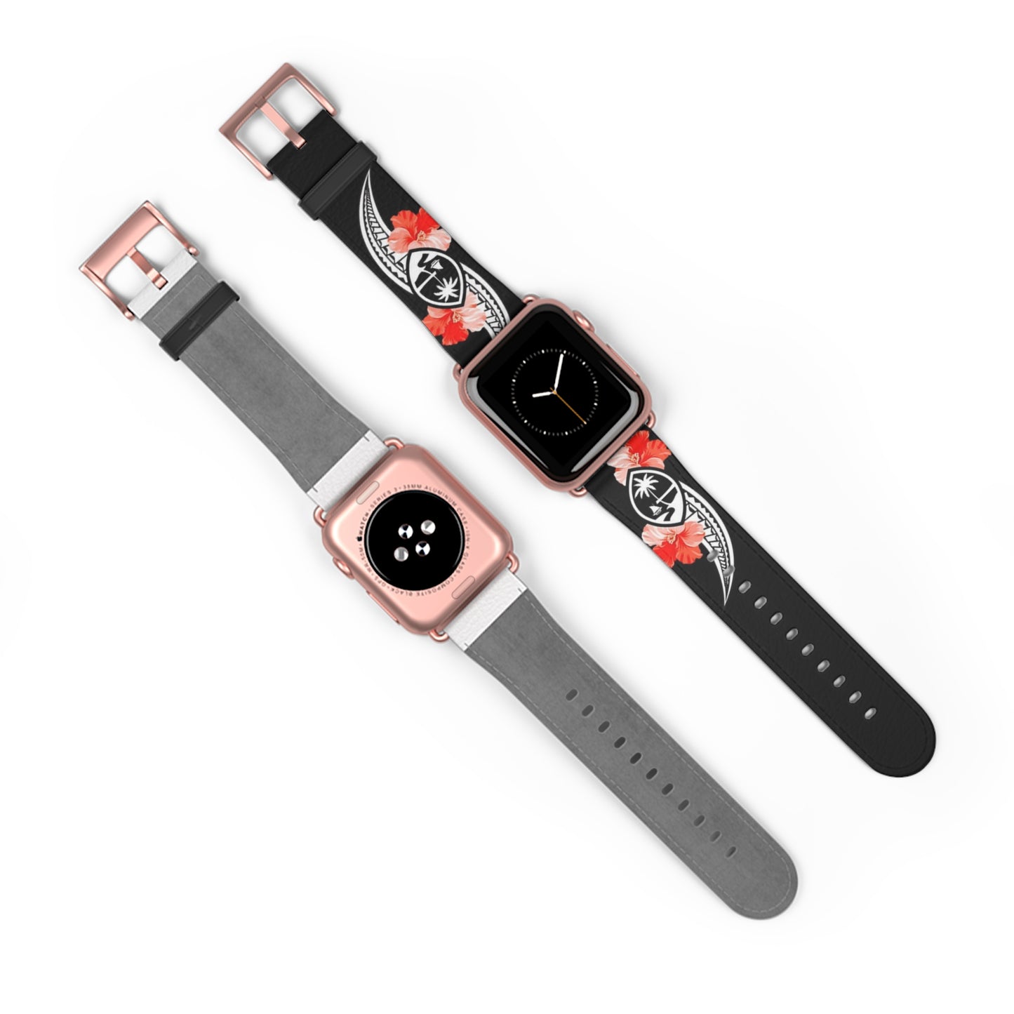 Guam Tribal Hibiscus Faux Leather Apple Watch Band