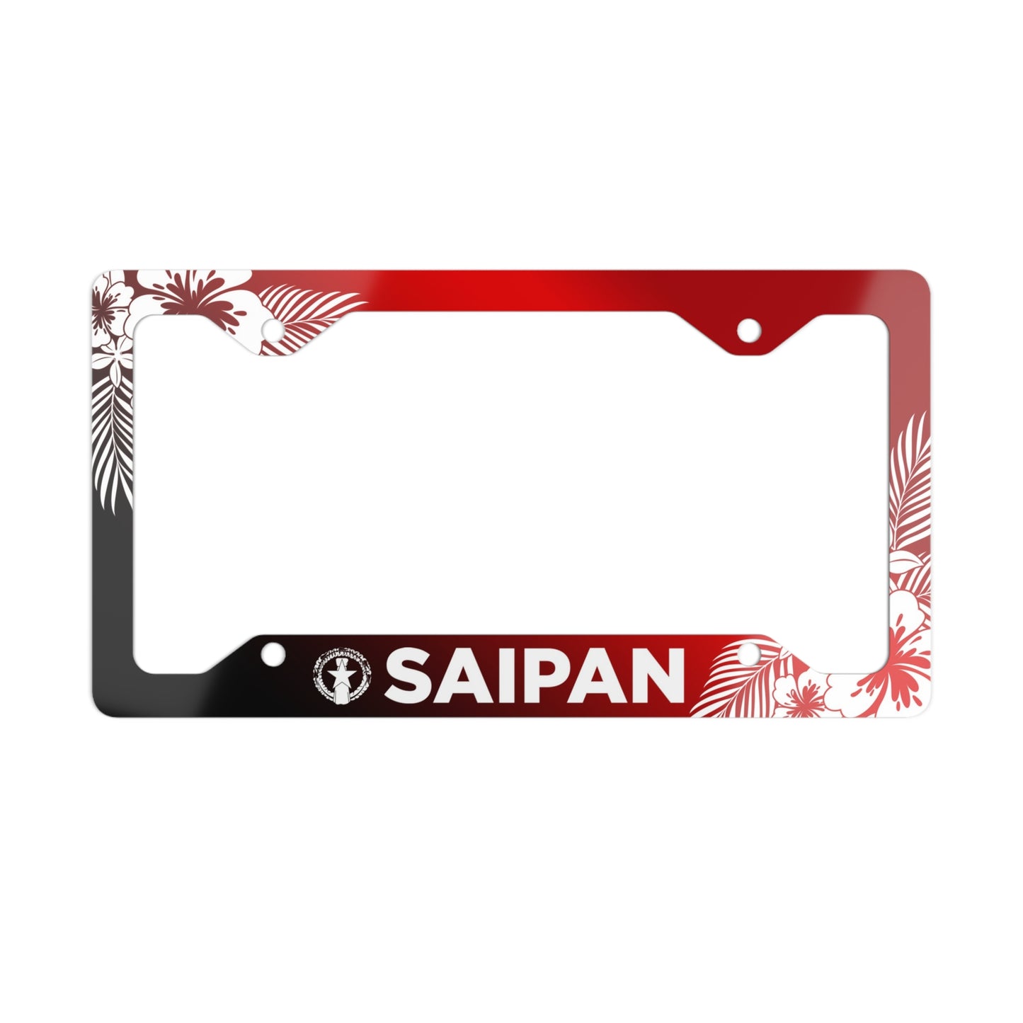 CNMI Saipan Tropical Hibiscus Red Metal License Plate Frame