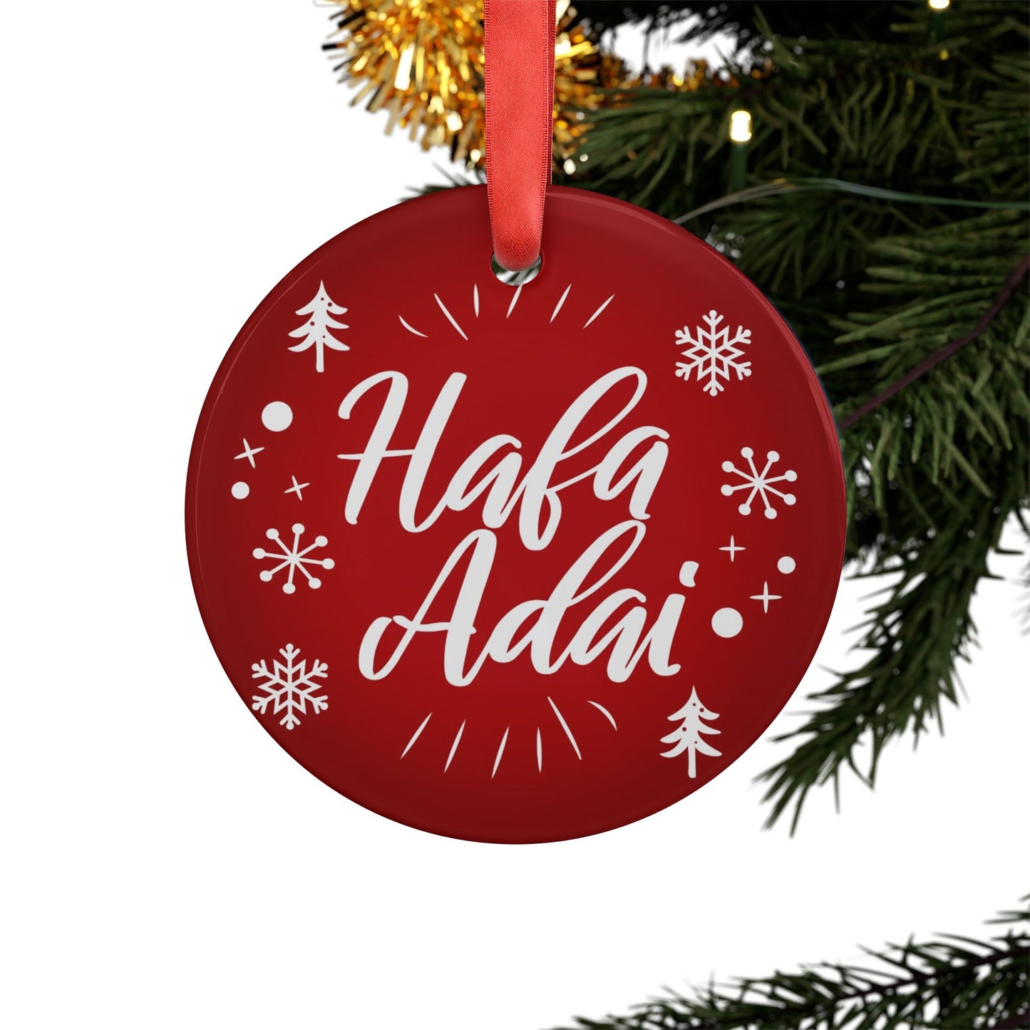 Hafa Adai Guam CNMI Chamorro Acrylic Ornament with Ribbon