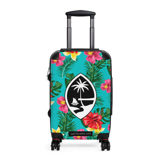 Guam Blue Floral Carry On Cabin Suitcase Luggage