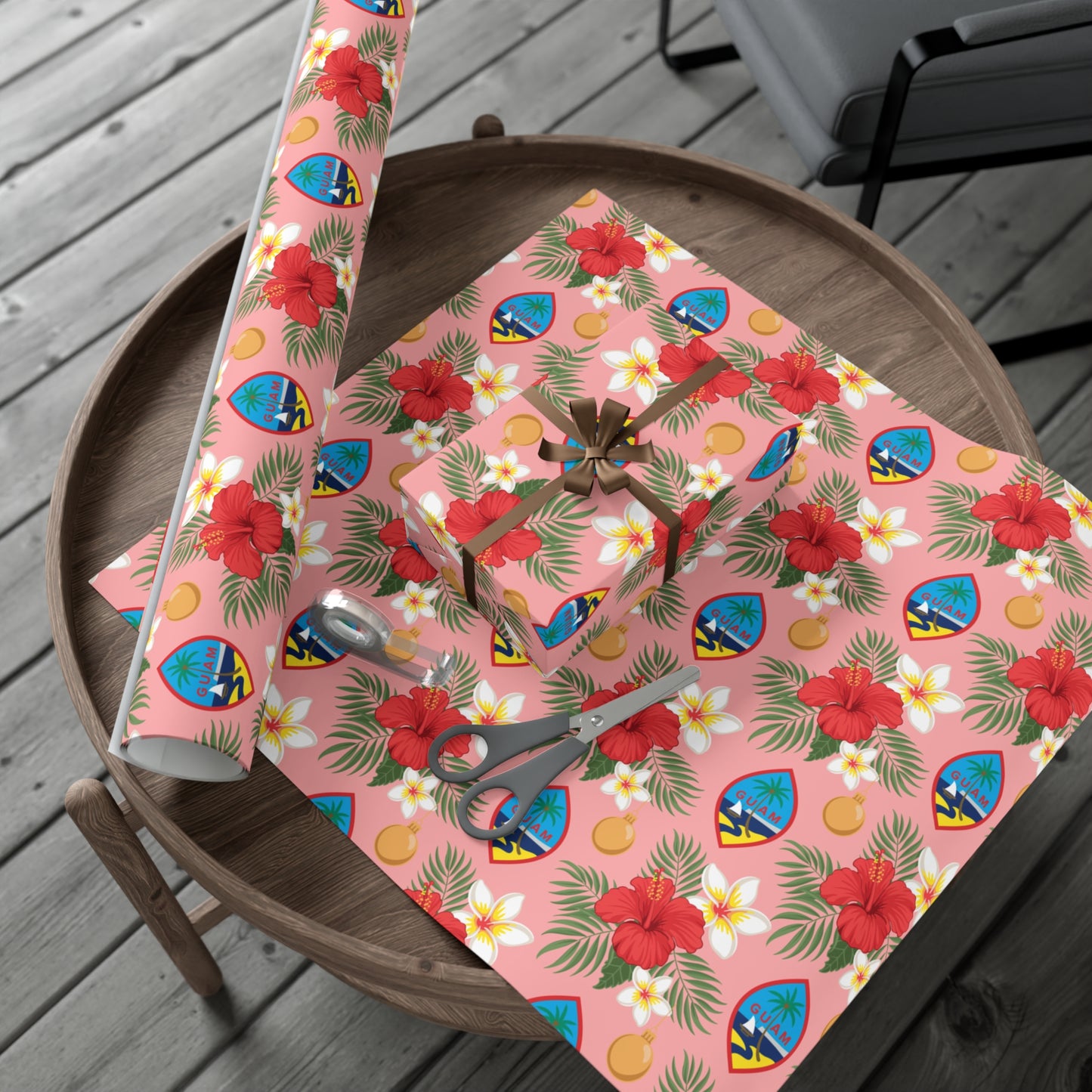 Guam Christmas Flowers Pink Gift Wrapping Paper