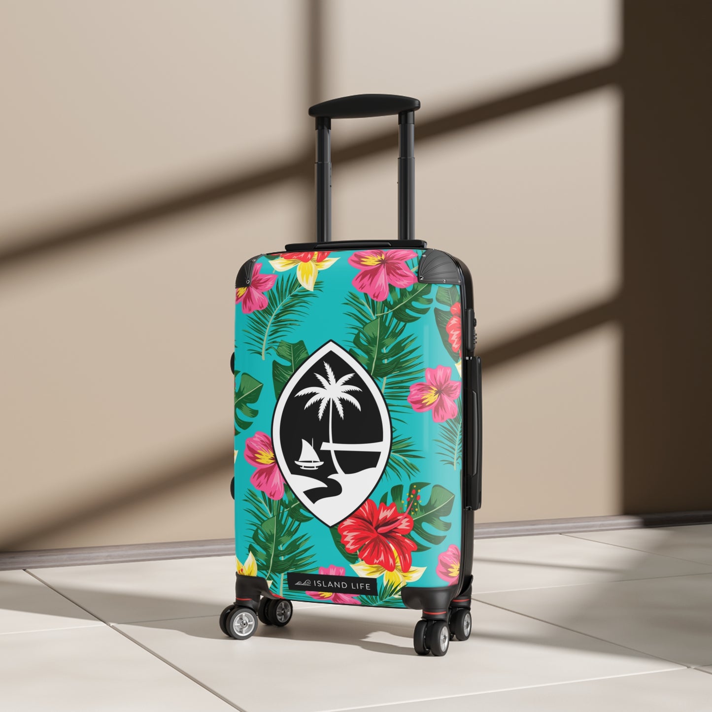 Guam Blue Floral Carry On Cabin Suitcase Luggage