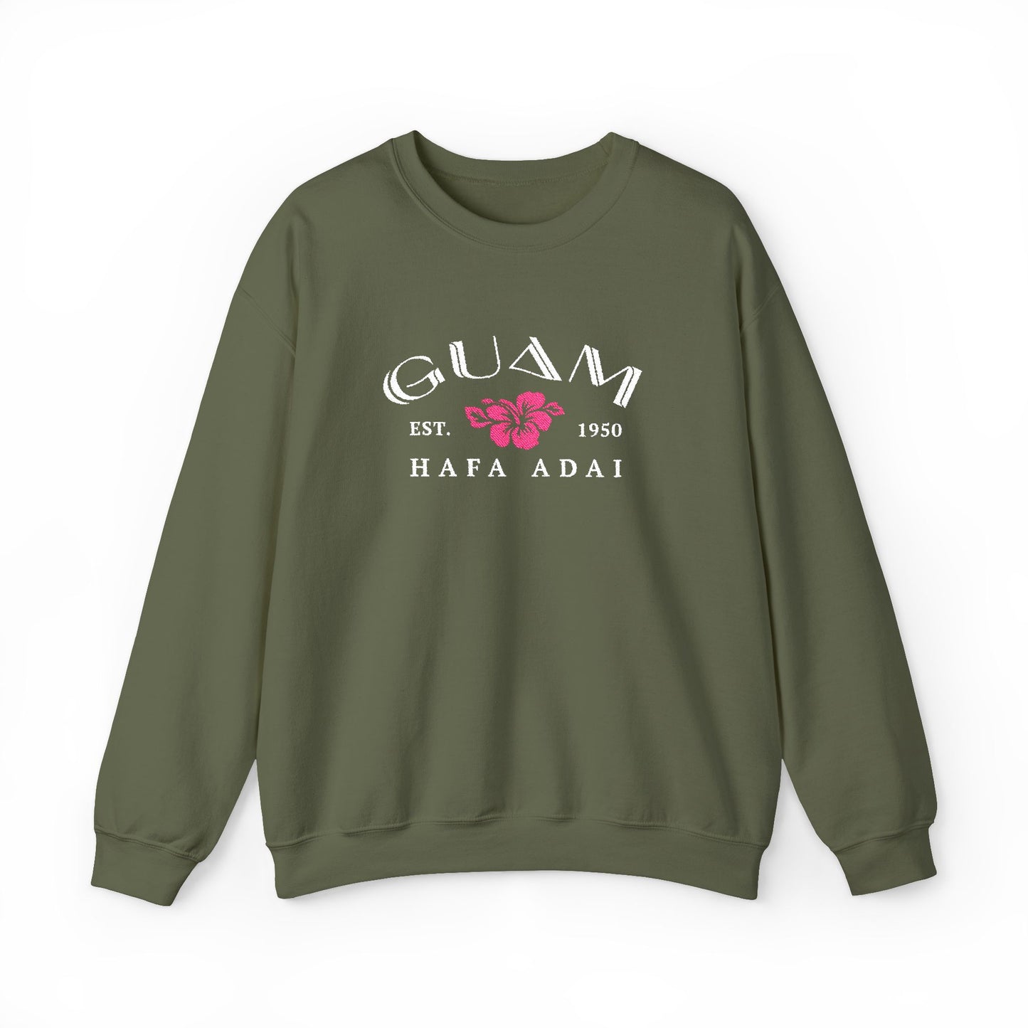 Guam Hibiscus Hafa Adai Embroidered Sweatshirt