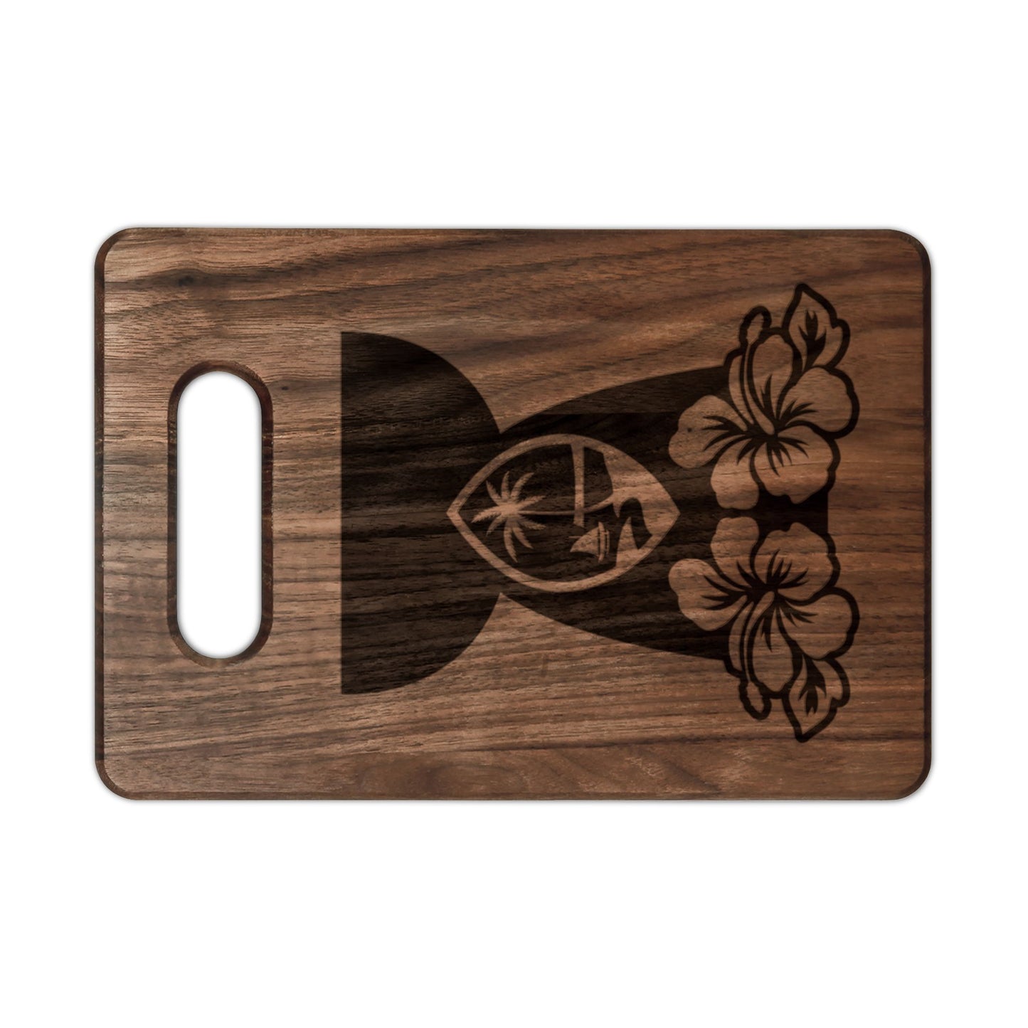Guam Latte Stone Flowers Engraved Wooden Cutting Board