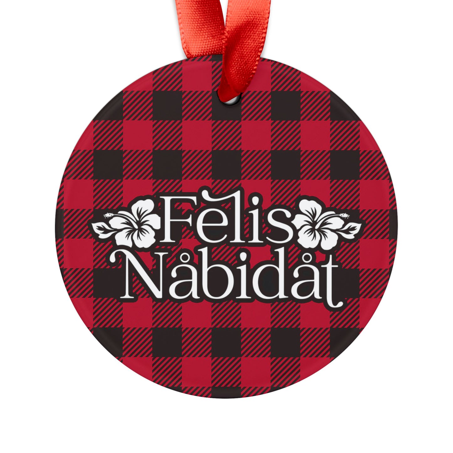 Felis Nabidat Buffalo Plaid Guam CNMI Acrylic Ornament with Ribbon