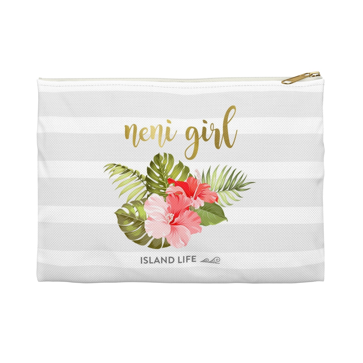 Neni Girl Hibiscus Striped Guam CNMI Accessories Carry All Pouch