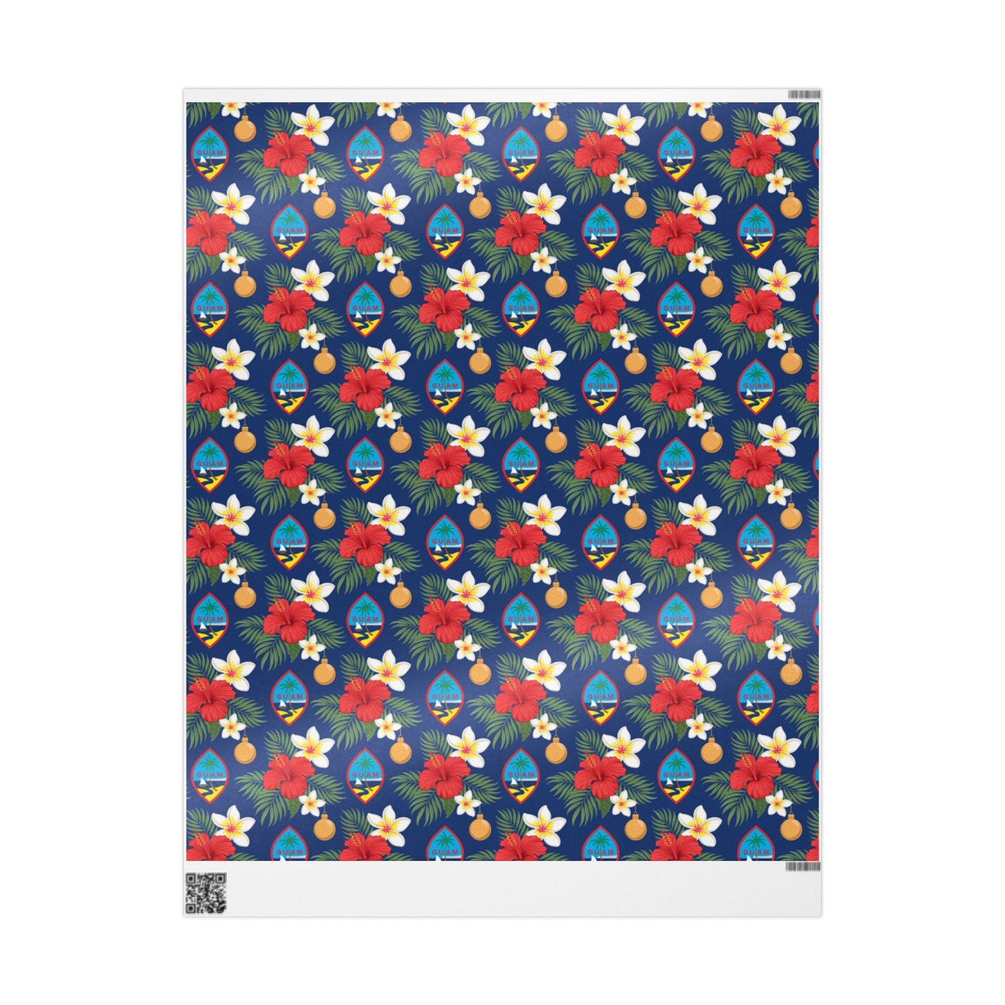 Guam Christmas Flowers Blue Gift Wrap Wrapping Paper