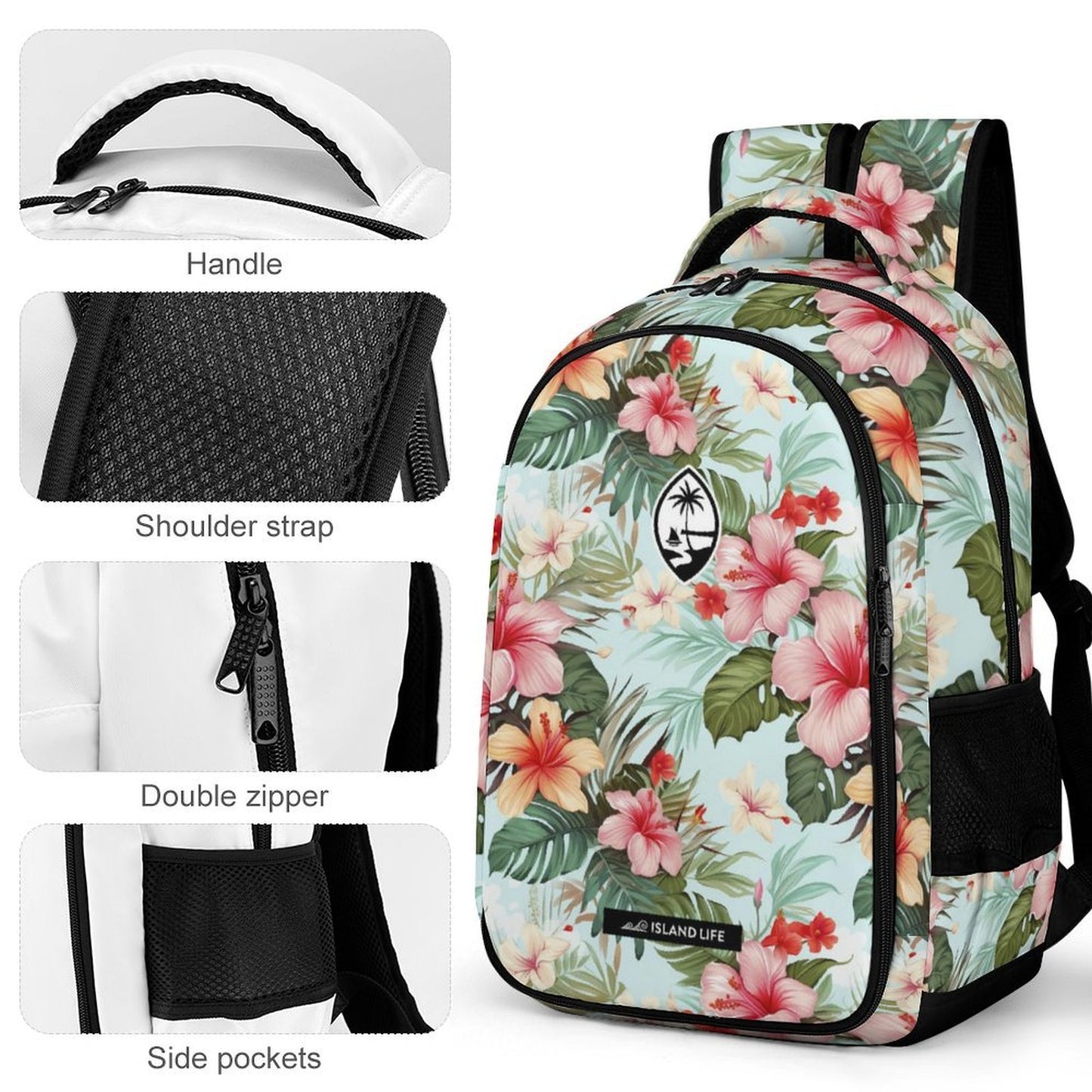 Guam Watercolor Flowers Organizer Backpack