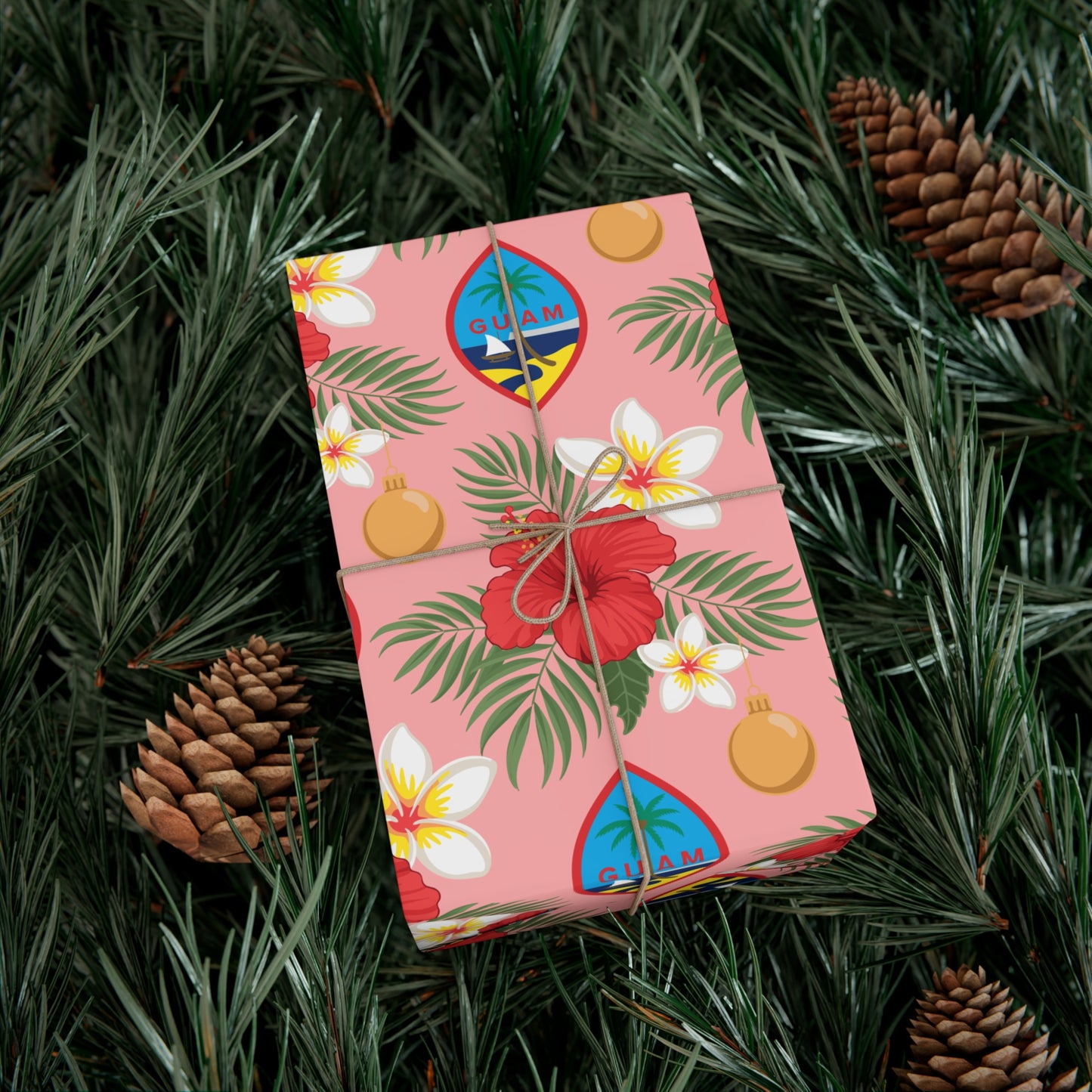 Guam Christmas Flowers Pink Gift Wrapping Paper