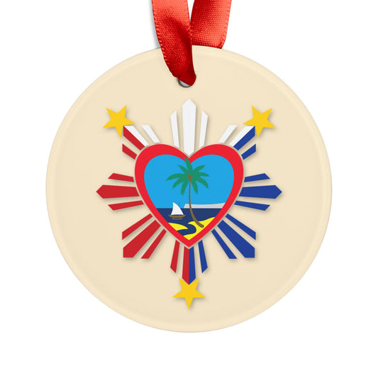 Heart Guam Philippines Acrylic Ornament with Ribbon