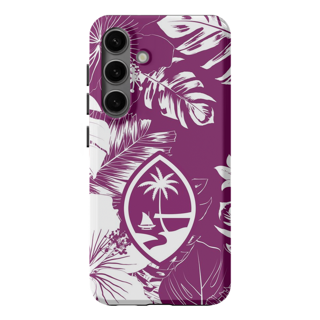 Guam Hibiscus Floral Purple Premium Glossy Tough Phone Case