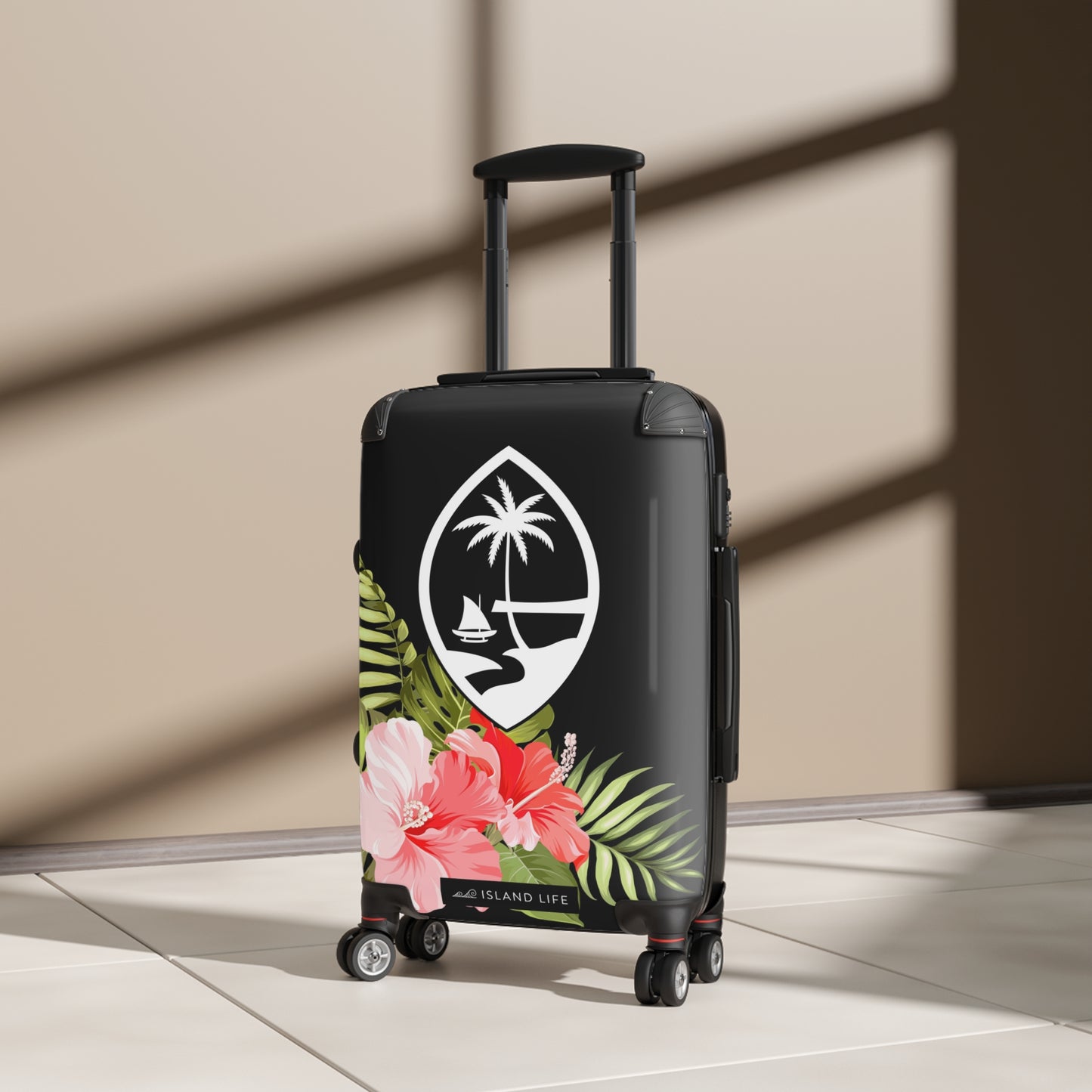 Guam Red Hibiscus Carry On Cabin Suitcase