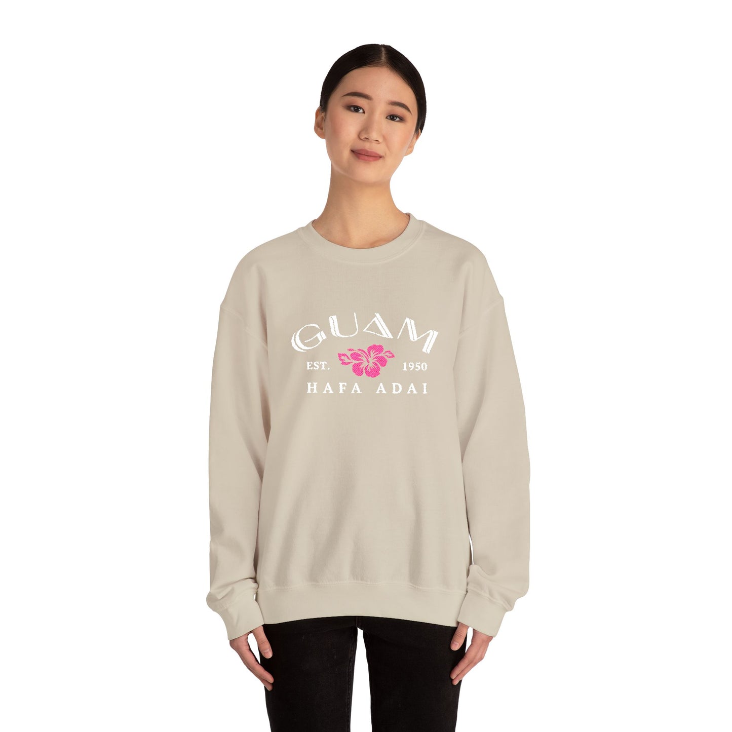 Guam Hibiscus Hafa Adai Embroidered Sweatshirt