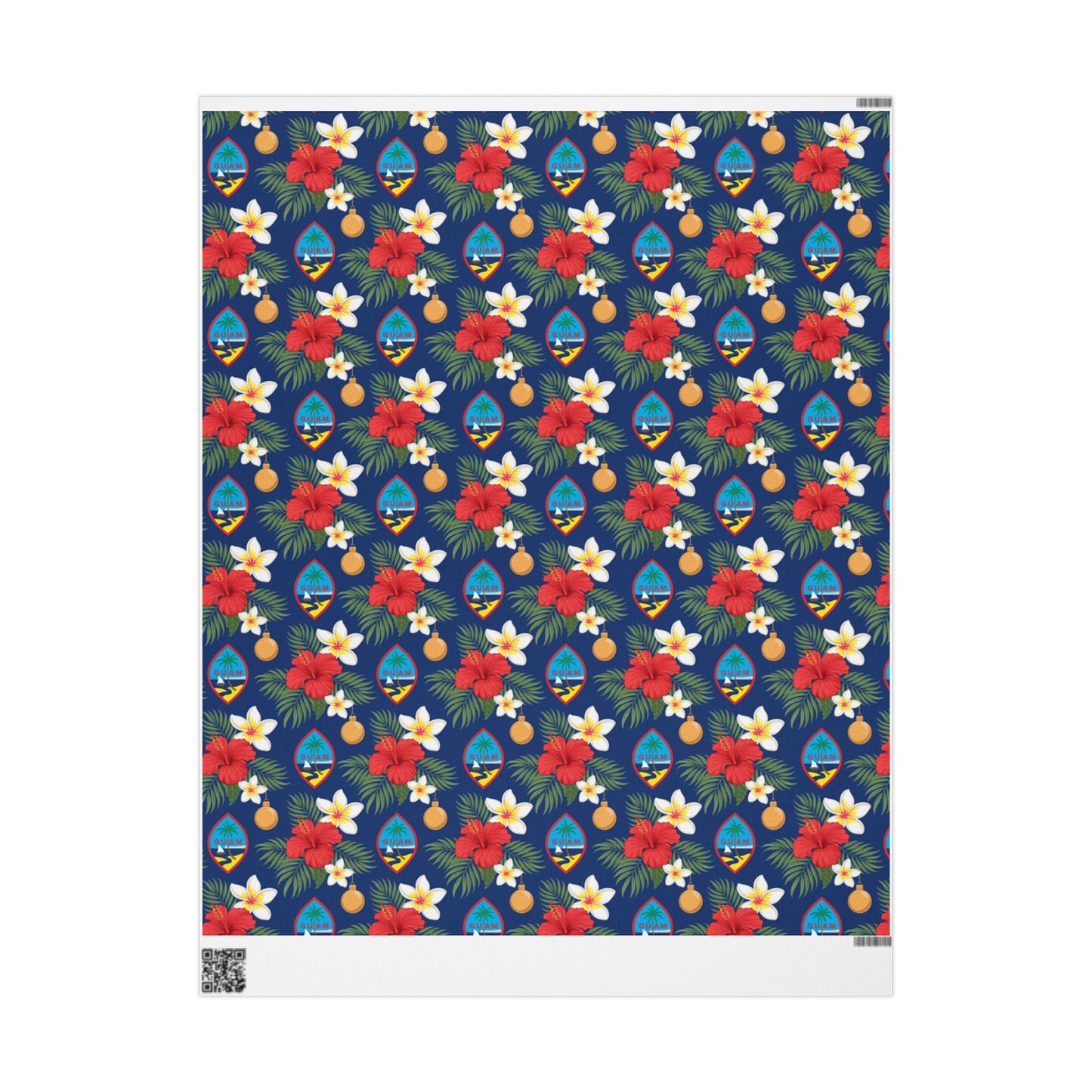 Guam Christmas Flowers Blue Gift Wrap Wrapping Paper