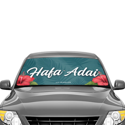 Hafa Adai Hibiscus Guam CNMI Car Sun Shade Umbrella
