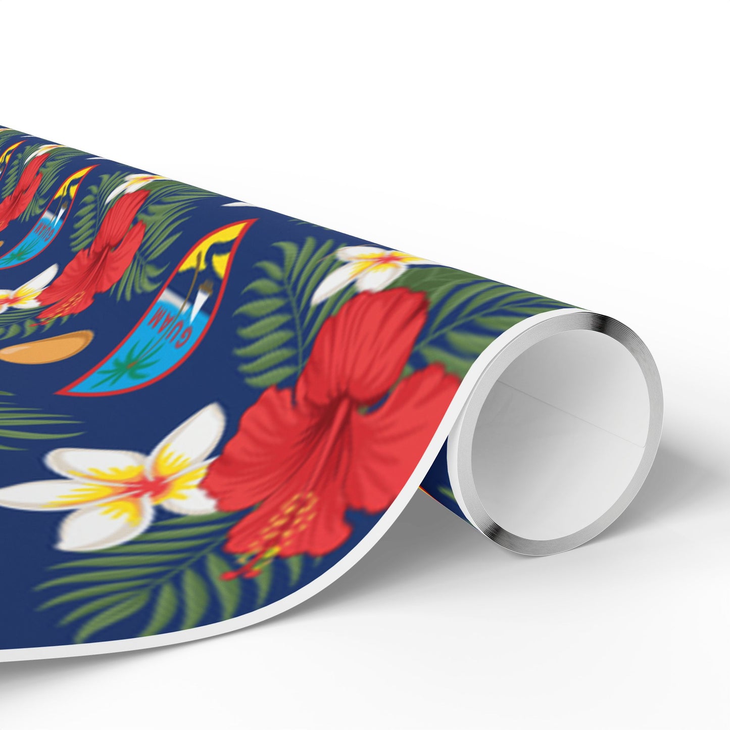 Guam Christmas Flowers Blue Gift Wrap Wrapping Paper