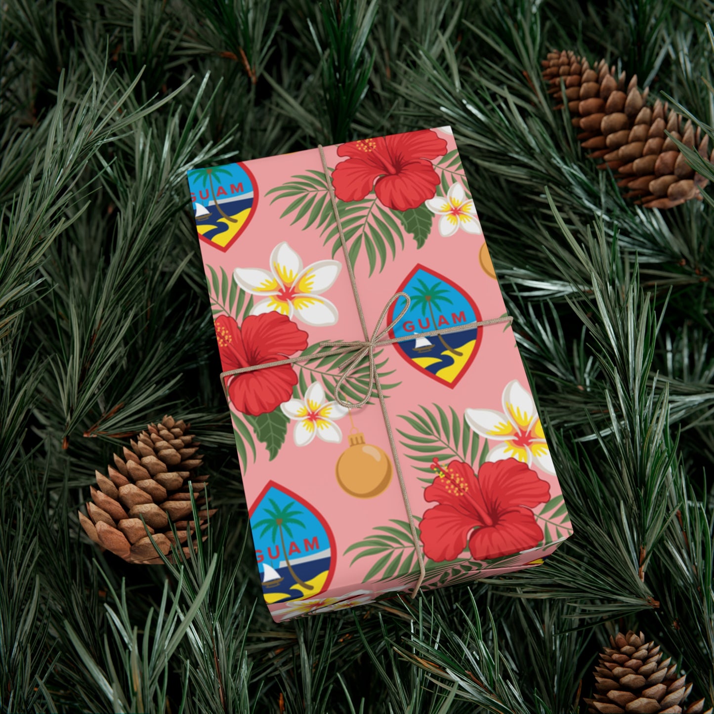 Guam Christmas Flowers Pink Gift Wrapping Paper
