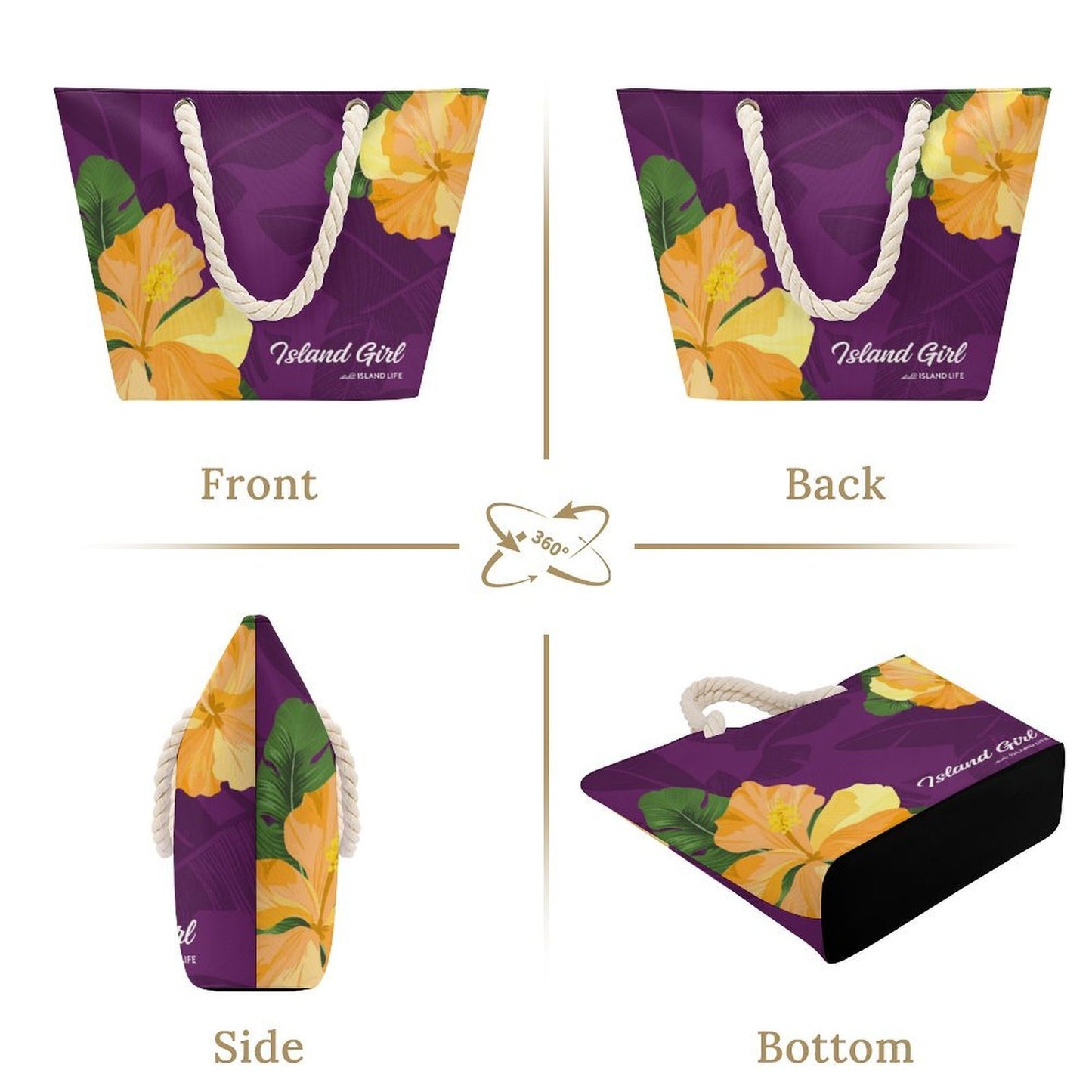 Island Girl Purple Guam CNMI Hemp Rope Tote Bag