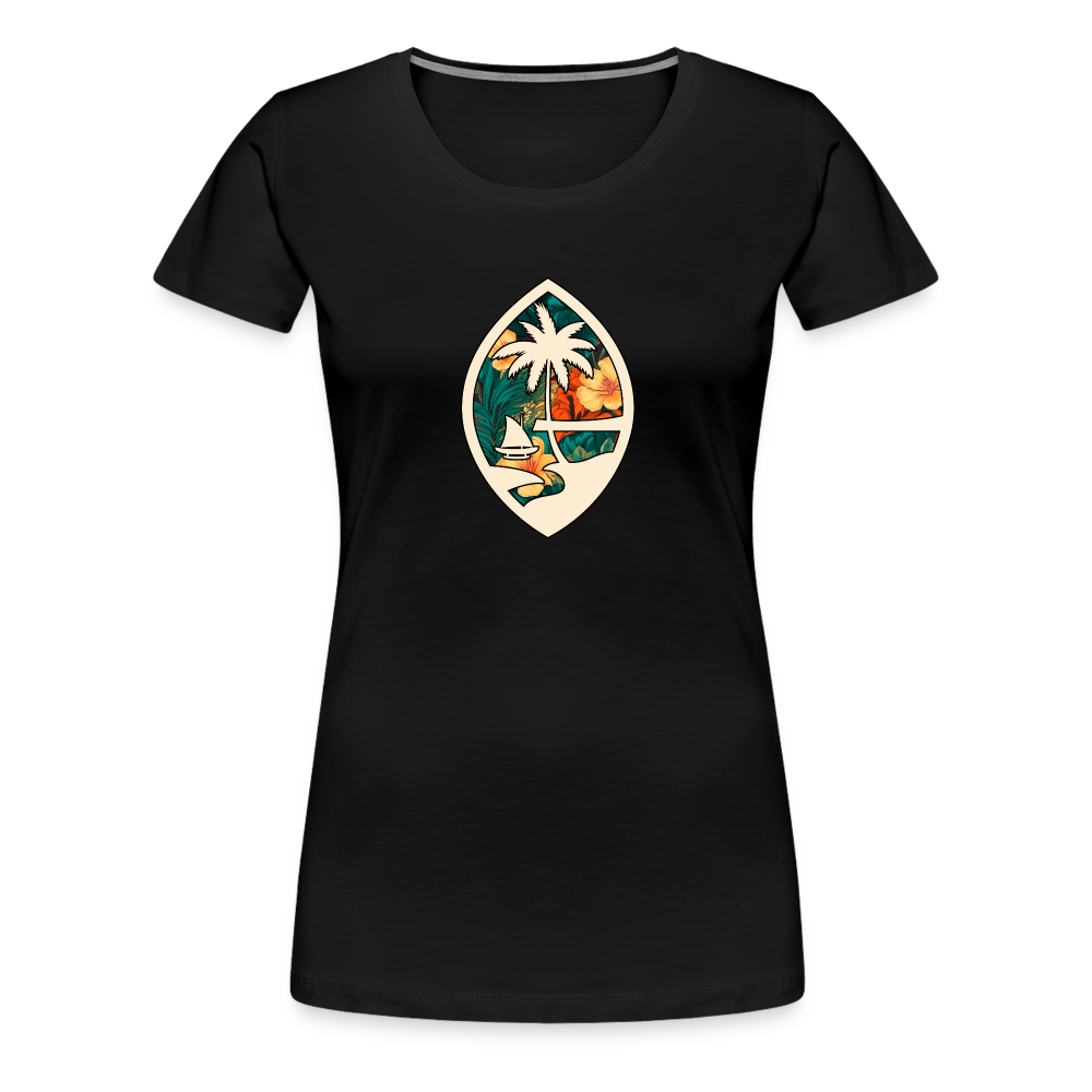 Guam Seal Floral Women’s Premium T-Shirt - black