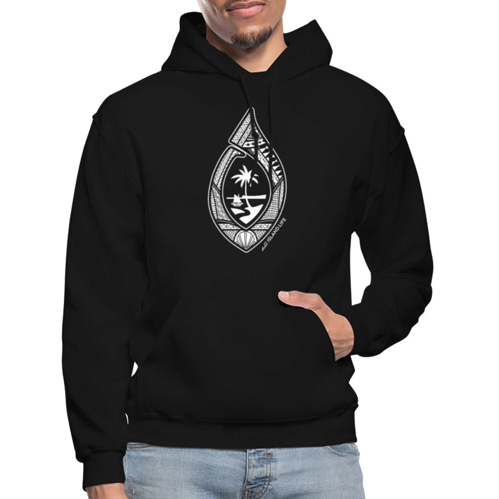 Guahan Tribal Hook Adult Heavy Blend Pullover Hoodie - black