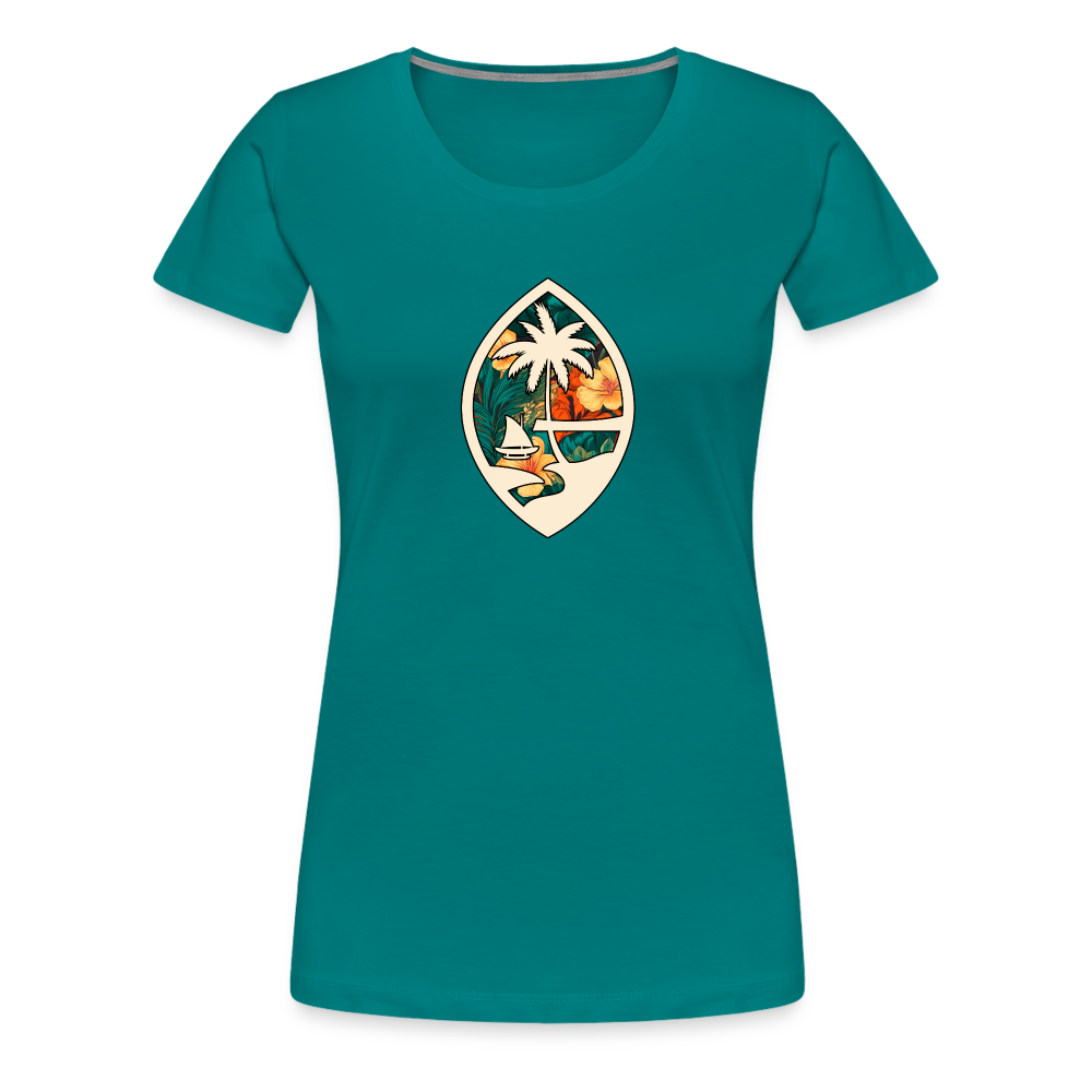 Guam Seal Floral Women’s Premium T-Shirt - teal