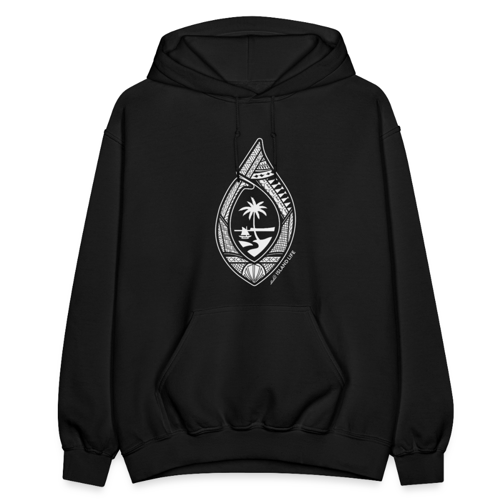 Guahan Tribal Hook Adult Heavy Blend Pullover Hoodie - black