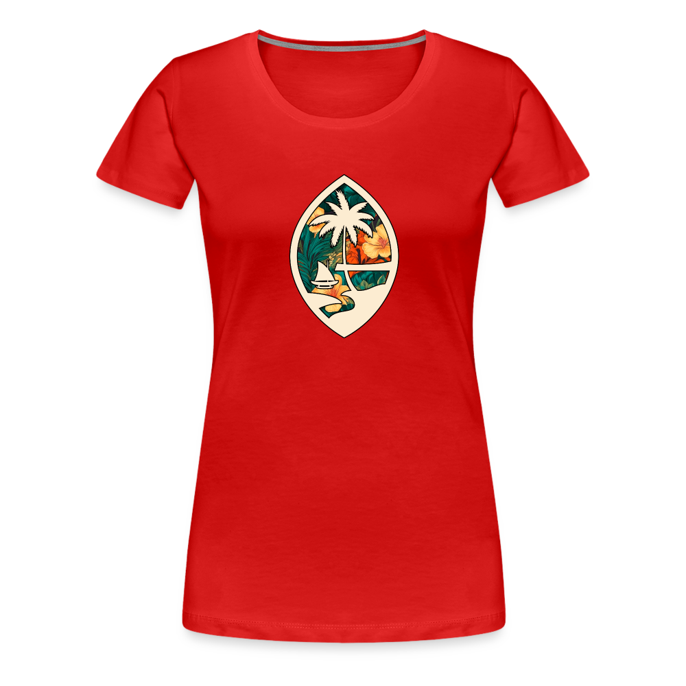 Guam Seal Floral Women’s Premium T-Shirt - red