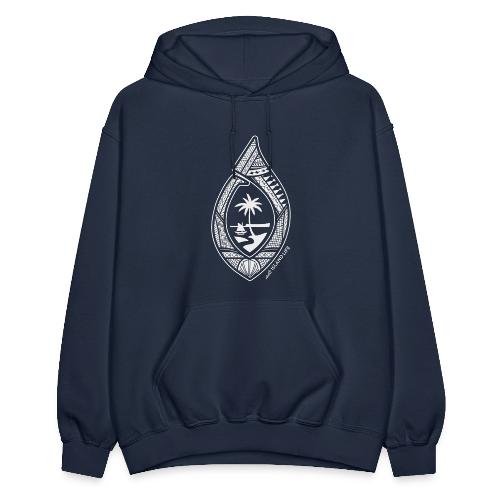 Guahan Tribal Hook Adult Heavy Blend Pullover Hoodie - navy