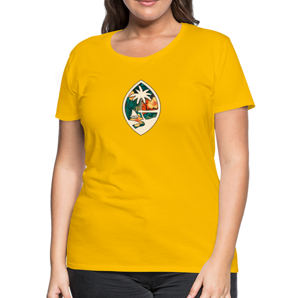 Guam Seal Floral Women’s Premium T-Shirt - sun yellow