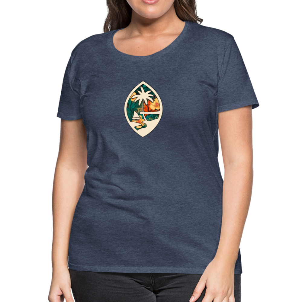 Guam Seal Floral Women’s Premium T-Shirt - heather blue