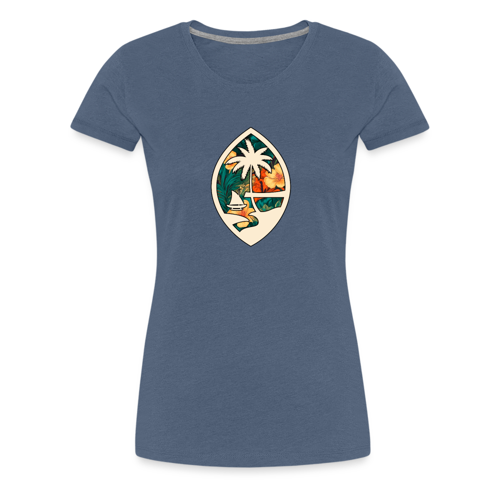 Guam Seal Floral Women’s Premium T-Shirt - heather blue