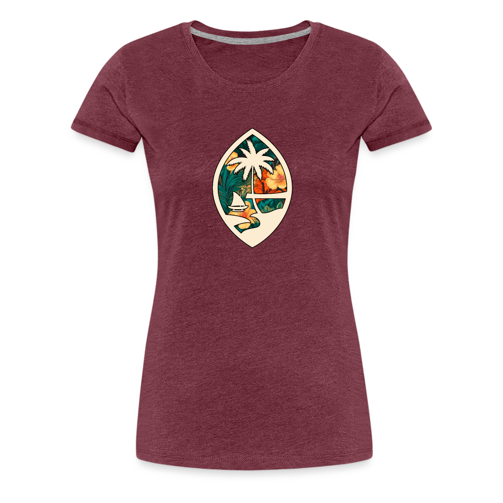 Guam Seal Floral Women’s Premium T-Shirt - heather burgundy