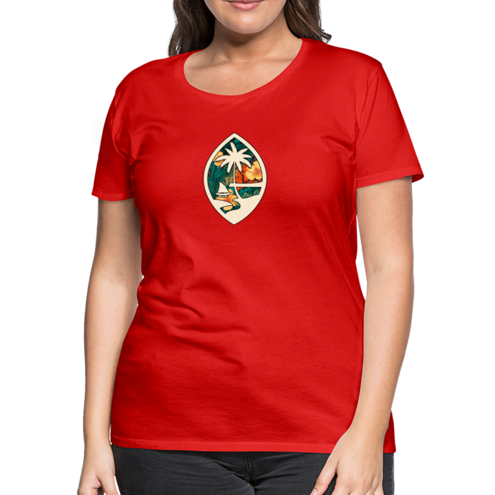 Guam Seal Floral Women’s Premium T-Shirt - red