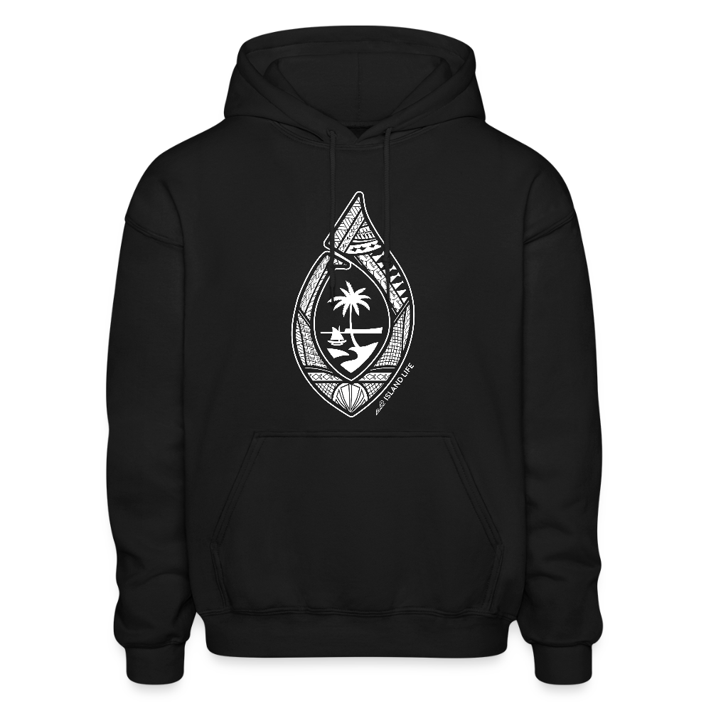Guahan Tribal Hook Adult Heavy Blend Pullover Hoodie - black