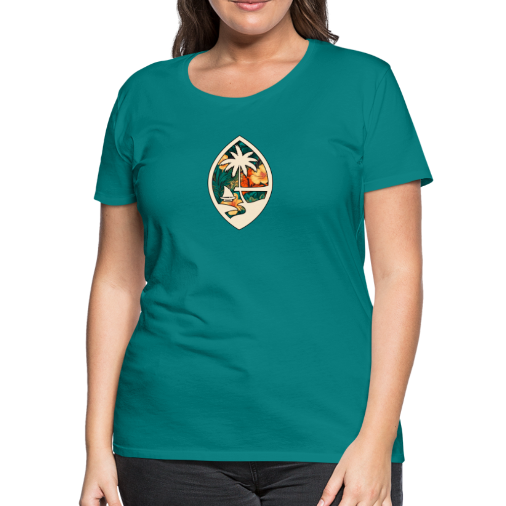 Guam Seal Floral Women’s Premium T-Shirt - teal