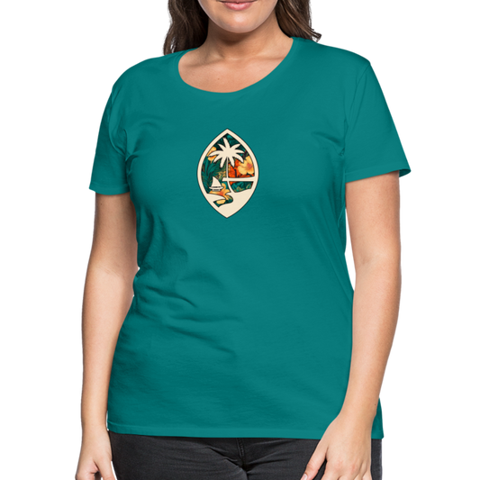 Guam Seal Floral Women’s Premium T-Shirt - teal